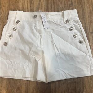 Elegant White Button-Accent Women's Shorts